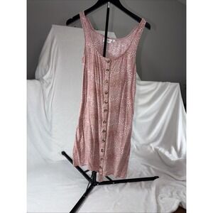 True Craft Pink Floral Button-Front Midi Sundress L Casual Summer Vacation Flirt